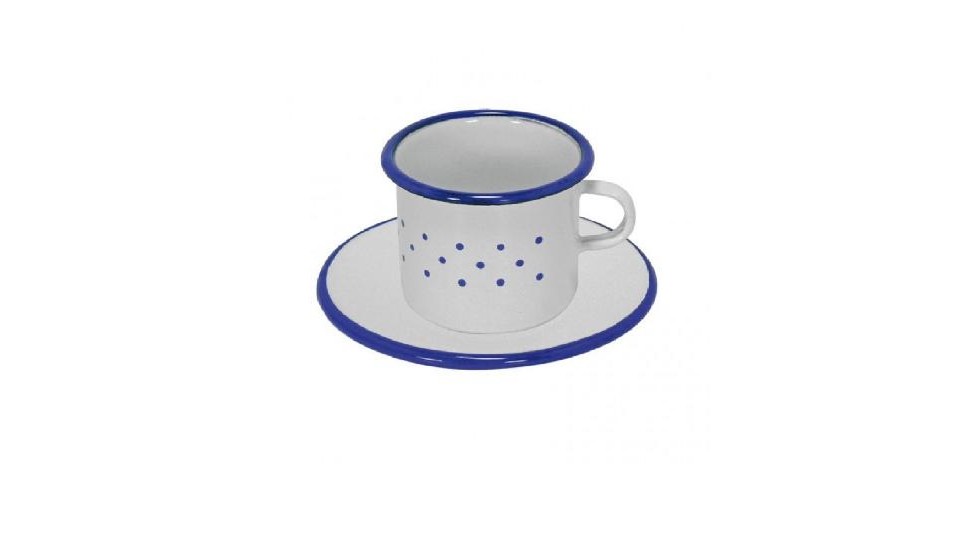 Enamel cup and saucer